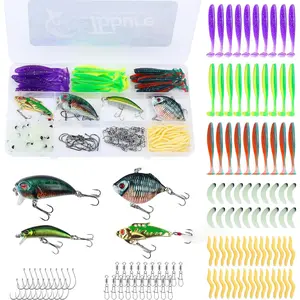 124 count Fishing Lures Gear Equipment Tackle Box for Bass, Fish Kit with Soft Lure,Hooks,Worms,Plastic  Accessories Tools, Swimbait,Crappie Jigs,Crankbaits, Gifts for Me