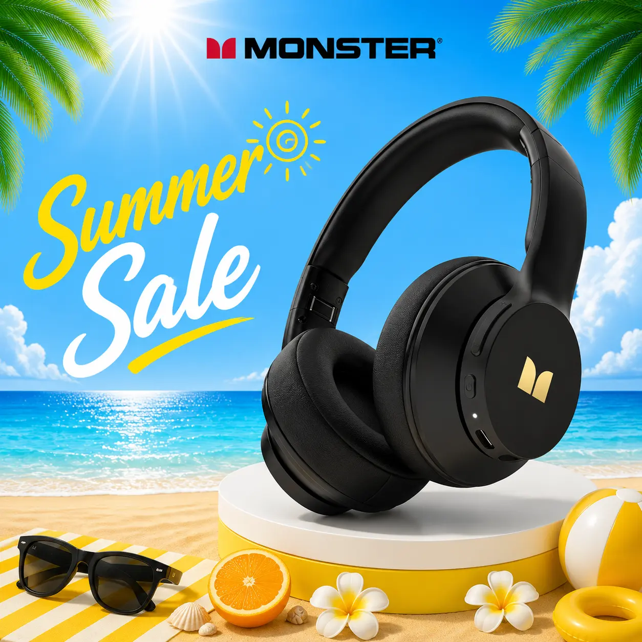 Monster Mission 100 Over-Ear Wireless Bluetooth Headphones – Deep Bass Stereo Sound, Clear Voice & Noise Cancelling Mic, Bluetooth 6.0 Foldable Headset with 160H Playtime, Comfortable Over-Ear Design for Travel, Work, PC- SummerWins - DealsForYouDays