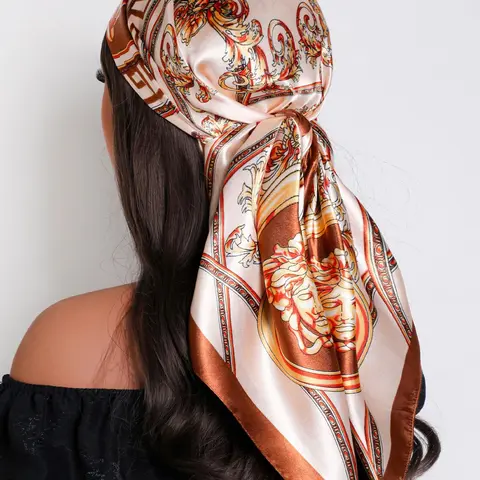 Elegant 35.4 inch Silk Scarf for Women, Versatile Head Wrap, Boho Style Scarf, Fashion Hair Scarves, Floral Headscarf and Belt Accessory, Perfect for All Seasons Fashion