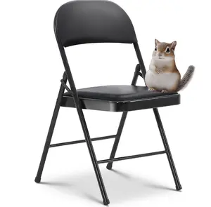 Oline Vinyl Folding Chairs, Padded Vinyl Cushion Durable Metal Frame, Indoor Outdoor Stackable Foldable Office Wedding Kitchen Dining, 300lb Capacity