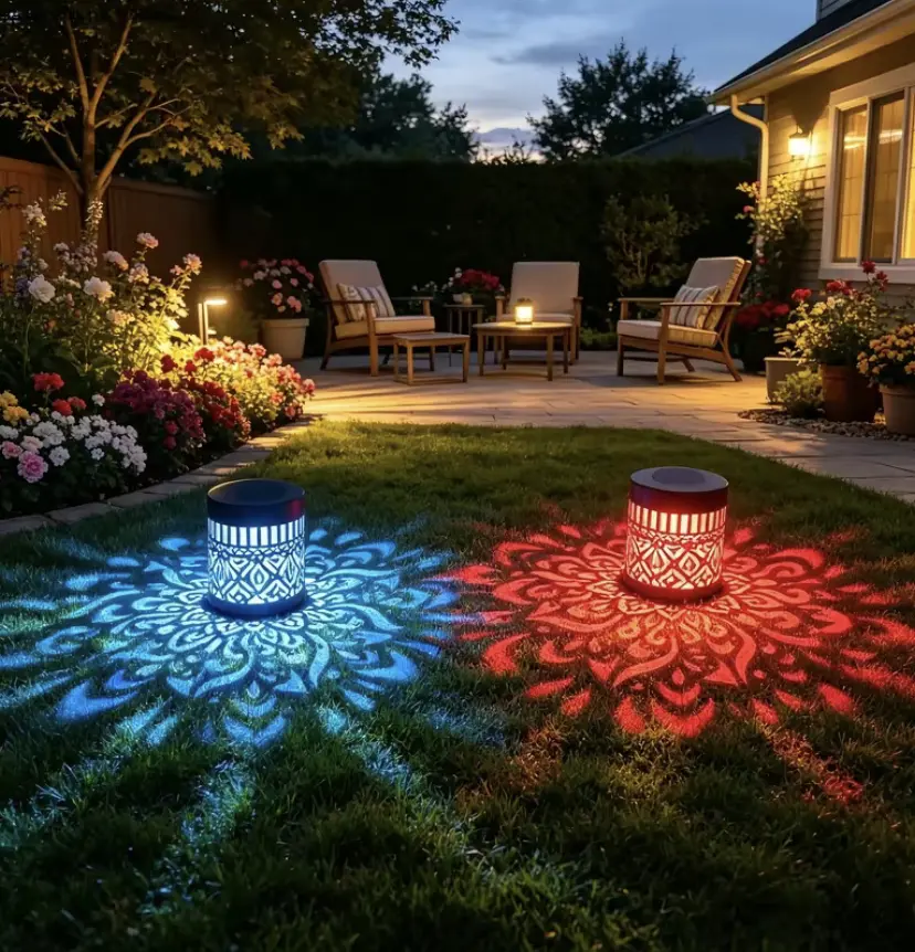 IP65 Waterproof Solar Mandala Flower Wall Light, Dusk to Dawn Auto On/Off Decorative Outdoor Sconce for Backyard Fence
