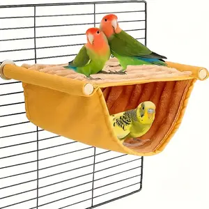 Thick Plush Multi-Animal Housing Beds - Single-Pack Parrot Winter Heating Nest, Suitable for Budgerigars, Small Bird Habitat & Multi-Level Rabbit Hutch with Run