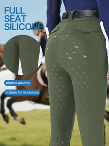 Women's Equestrian Pants with Side Pockets, High Elasticity Quick-Dry Riding Trousers, Anti-Slip Durable Horseback Riding Gear