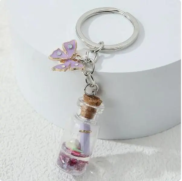 Sea Keychain Shell Starfish Conch Moving Liquid Drift Bottle Key Ring Wishing Key Chains Friendship Gifts Handmade Jewelry