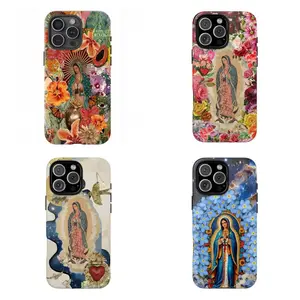 Virgin Mary Floral Phone Case, Flowers & Lady Guadalupe Pattern Catholic Christian Virgin Mary,for iPhone 17 16 15 14 13 12 11 17Pro Max,for Samsung S25 S24 S23 S22 Ultra,Protective Cover,give her/him a gift for Christmas and Thanksgiving