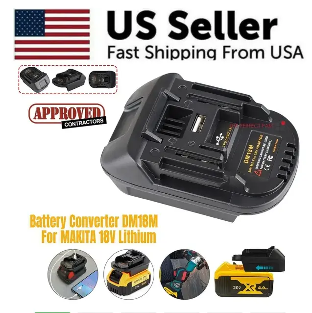 Power Tool Adapter Converter To 20V Convert To 18V, for Dewalt 18V/20V Max Battery Adapter Kit, with Switch Socket Power Supply, with Fuse Holder And 3 Fuses, DIY Battery Converter Connector, Home Electric Tool Parts Replacement