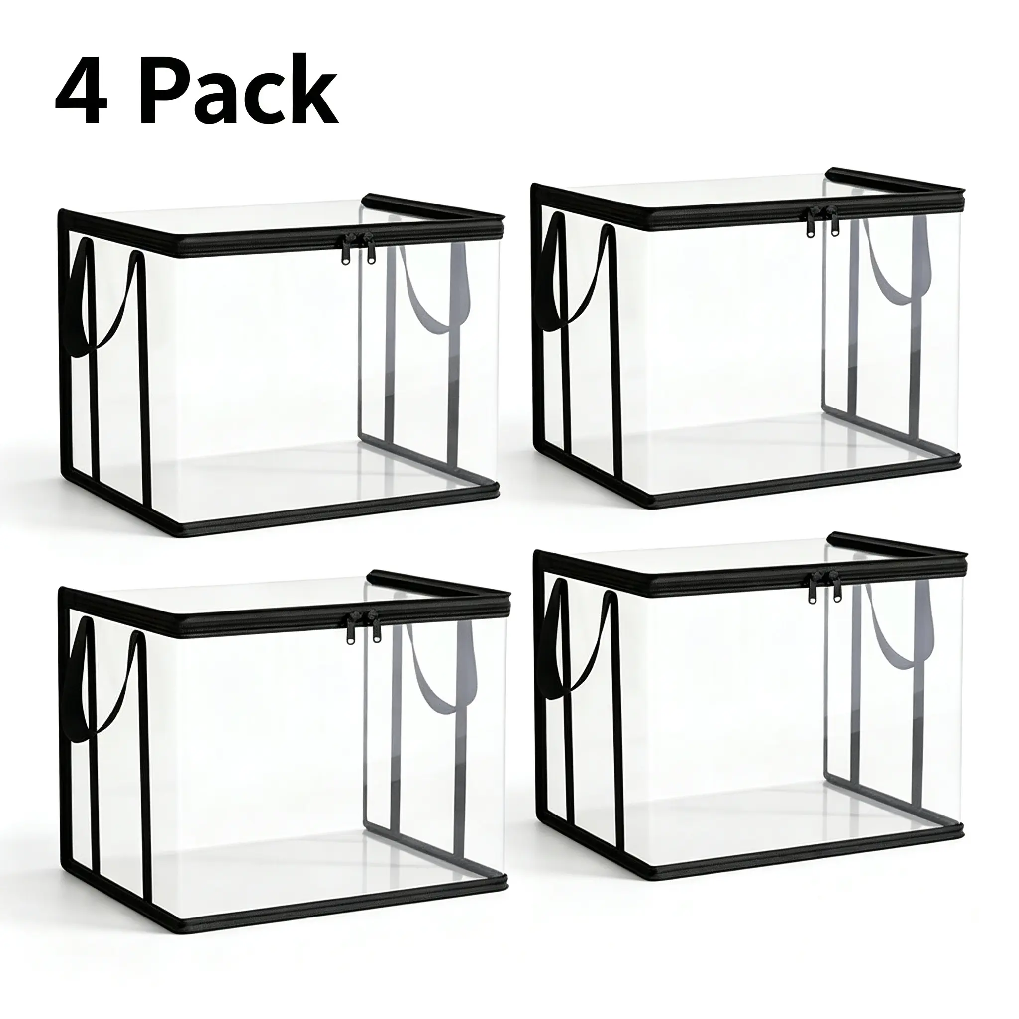 4pcs，Stuffed Storage Pvc Organizer Bag Doll Storage Container Waterproof, Large Heavy Duty Thick Plastic Clear Storage, Large Clear Thick Plastic Storage Box with Hinged Lid for Clothes