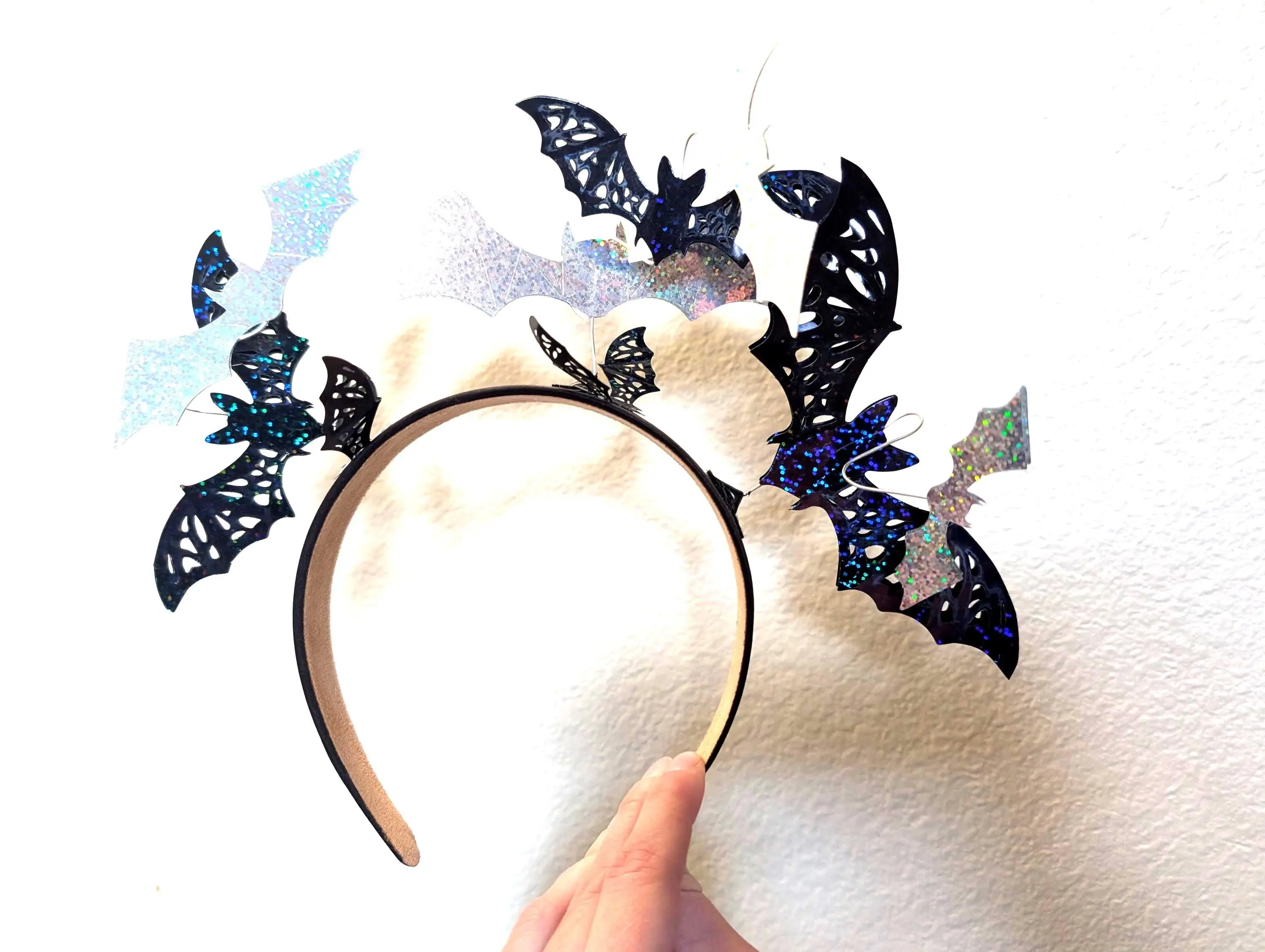 Holographic Bat Headband – Gothic Statement Crown, Halloween or Costume Headpiece
