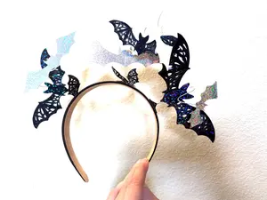 Holographic Bat Headband – Gothic Statement Crown, Halloween or Costume Headpiece