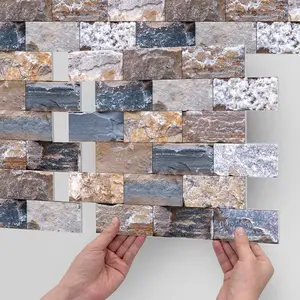 10/20PCS/Box AST-G American Vintage Mixed Stone Peel and Stick Tile, PE Thickened Matte Waterproof Oil-Proof Removable Wall Sticker for Kitchen Bathroom Ceiling