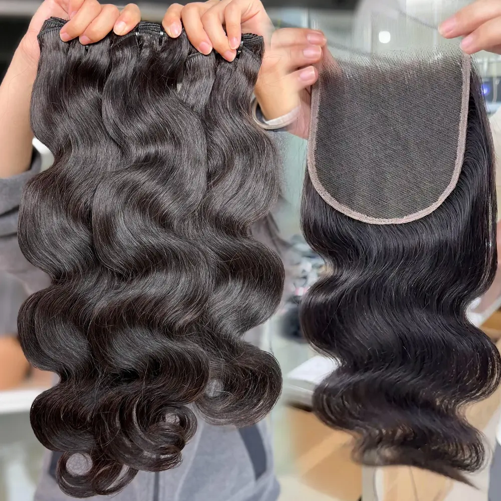 Bundles with lace closure 5x5 HD Swiss Body wave Pre Plucked With Baby Hair closure make a full wig for your self,Unprocessed Human Hair bundles body wave natural color hair Extensions