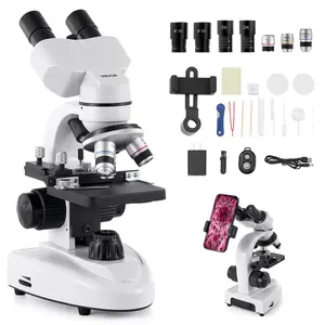 【Super Brand Day】VEVOR Professional Compound Binocular Microscope with High Mag Zoom40-2000X MagnificationPhone AdapterLED LightAluminum Alloy Body for AdultsLabEducation, Adapter Kit Microscopes,DEALS FOR YOU