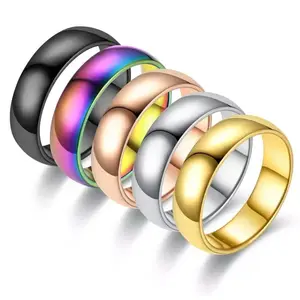 6MM Silver Gold Plated Stainless Steel Men Women Wedding Ring Band  R16