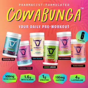 BullFit Cowabunga Daily Pick Me Up Pre-Workout, No Crash, Natural Flavors, Keto Paleo Friendly, FDA Registered, Coffee Replacement