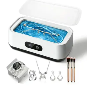 Ru Ultrasonic Cleaner Machine 304 Stainless Steel Tank Sonic Cleaning Device for Eyeglasses Rings Watch Bands Dentures Retainers Coins Makeup Tools and Small Metal Parts Home and Travel Use