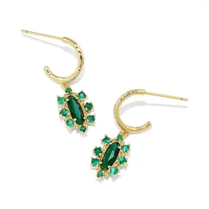Kendra Scott Emma Crystal Framed Huggie Earrings - Green Mix