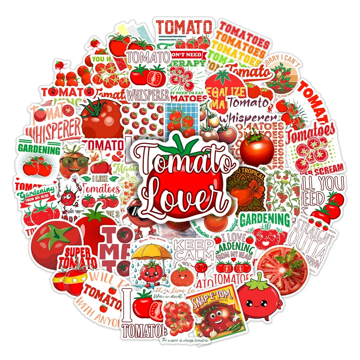 50pcs Tomato Lover Stickers Pack, Aesthetic Stickers, DIY Decorative Stickers, DIY Art Stickers, Waterproof Garden & Veggie Tomato & Gardening Decals for Laptop, Water Bottle, Journal & Scrapbook, Tomato & Gardening Enthusiast Gift