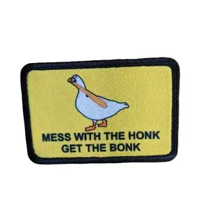Mess with the honk get the bonk Gadsden flag goose meme 2"x3" Removable Morale Patch with Hook and Loop Backing for Hats & Backpacks