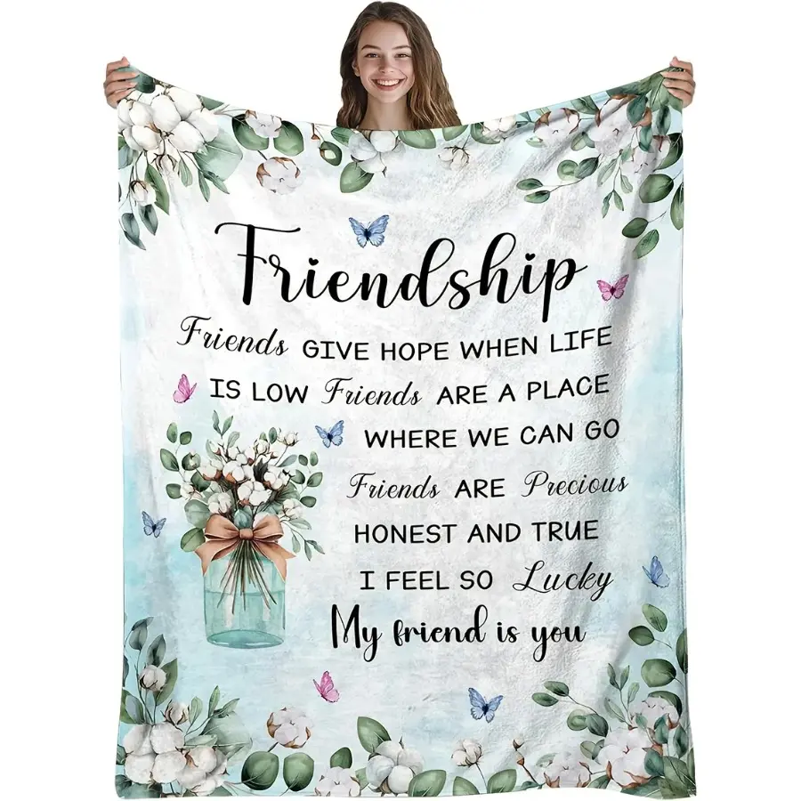Multi-Size Vibrant HD Soft Cozy Flannel Blanket for Soul Sister - BFF Women's Birthday Gift, Lightweight Machine-Washable Bedspread Throw, Plant Motifs