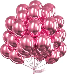 PartyWoo Metallic Pink Balloons 50pcs 12 Inch Chrome Hot Pink Magenta Fuchsia Balloons for Birthday Anniversary Bachelorette Wedding Baby Shower Gender Reveal 1950s Party Decorations Pink-G104