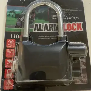 Alarmed Padlock, Sturdy Lock, 110dB Heavy Duty Outdoor Stainless Steel Gate Alarm Lock with 3 Keys, High-Security Anti-Theft Lock for Garage, Shed, Fence & Storage Units