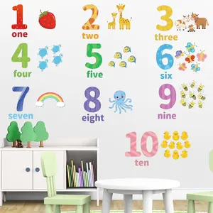 Large Number Wall Decals Stickers Educational Learning Wall Sticker  Arabic Numbers 1-10 Vinyl Counting Decals Peel and Stick Removable for    Classroom Playroom