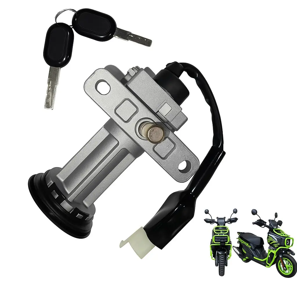 Flywing Tank & Marshal 150-200cc Motorbike Ignition Switch & Seat Lock Set, Durable Motor Parts Accessories Replacement with High-Security Keys, Lock And Key, Suitable For 150-200Cc