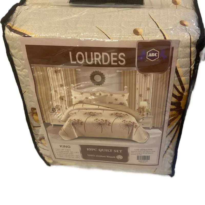 Lourdes 10 pc Quilt Set King Size 100% Cotton Touch ABC Brand Soft and Cozy Bedding