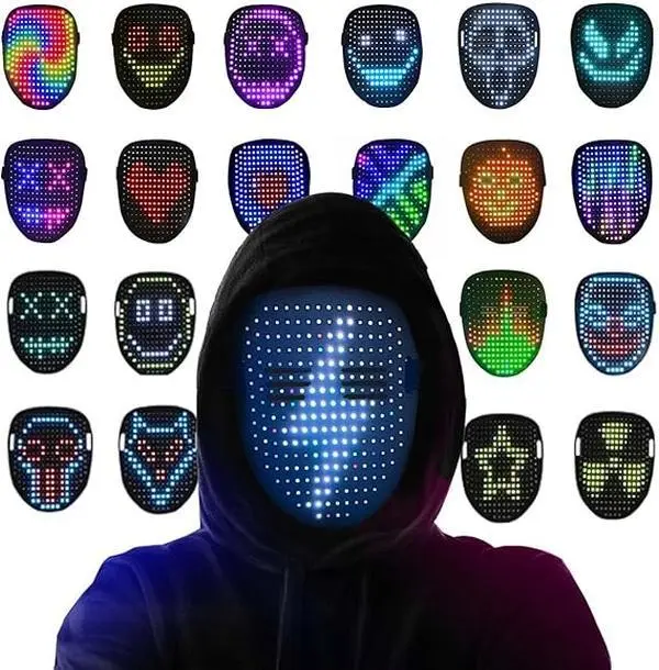 PVC Plastic LED Mask with Gesture Sensing, Digital Display Lighted Face Mask, Party Accessories for Halloween Costume Cosplay, Festive Gift & Halloween Ideas, Animated Faces