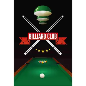 Billiard Club Pool Table Tin Sign 8x12 Inch 2D Flat Wall Decor, Retro Billiards Room Metal Poster, Pool Player Gift Idea