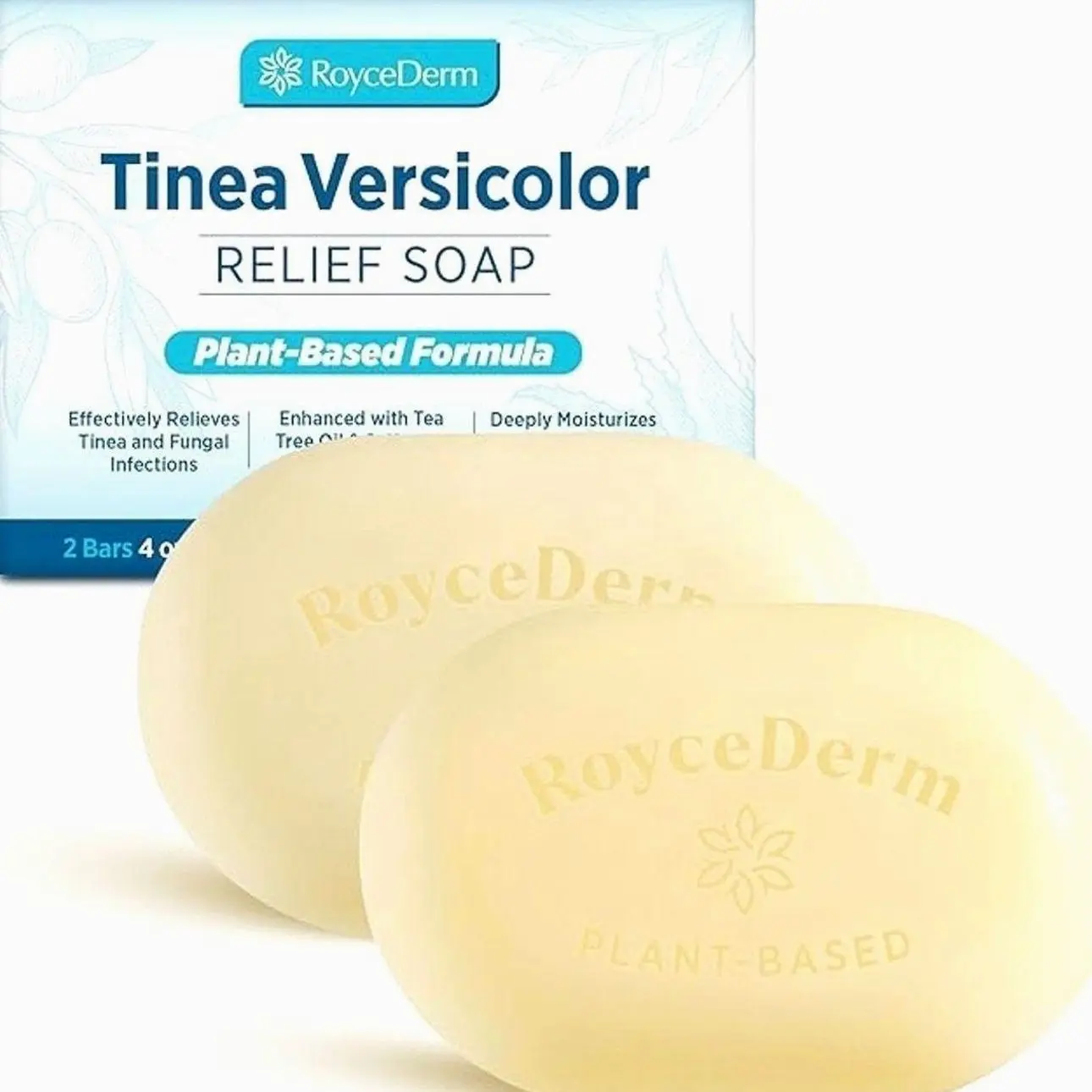 Roycederm Tinea Versicolor Relief Soap: Tea Tree Oil & Sulfur Cleansing Bar, Soothes Irritation, Hydrates & Supports Skin Health