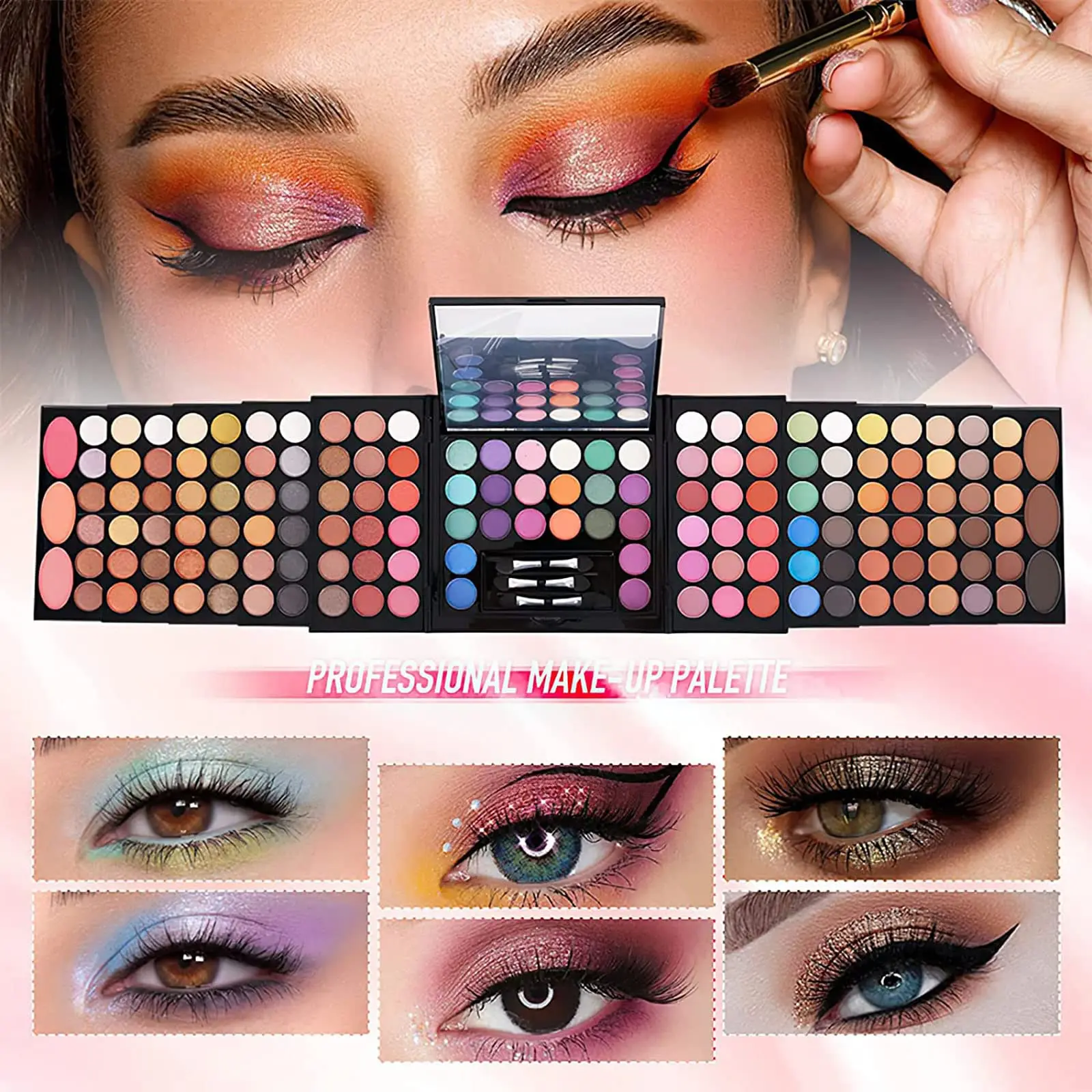 148-Color Professional Makeup Palette – All-in-One Kit for Women & Beginners, Includes Eyeshadow, Lipstick, Eyeliner, Concealer, and Makeup Brushes (045 Set-Black)