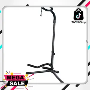 GLEAM Guitar Stand - Adjustable Fit Electric, Classical Guitars and Bass, Accessories, Folding Type Black (CG-4)