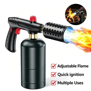 Propane Torch - Cooking Blow Torch Gun with Safety Lock, Surrounding Cooling Vents (Overheat Prevention & Rapid Cooling), Charcoal Lighter Flame Torch for Grill, Sous Vide, BBQ, Kitchen Use (Tank Not Included)