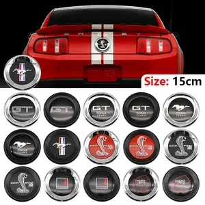 Ford Special 3D Big Round Style Front and Rear Emblem Steering Wheel Center Console Decorative Sticker Hood and Trunk Badge Suitable for Ford Fiesta, Focus, Mondeo, Edge, Ranger, Escort, Mustang