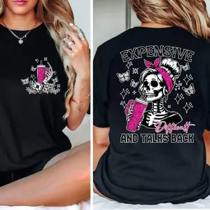 Sassy Humor T-Shirt for Women – Cotton Short Sleeve Tee Featuring Skeleton Designs