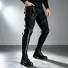 GINGTTO Men's Skinny Jeans Punk Gothic Zipper Denim Pants Hip hop Tapered Leg Slim Fit Jean