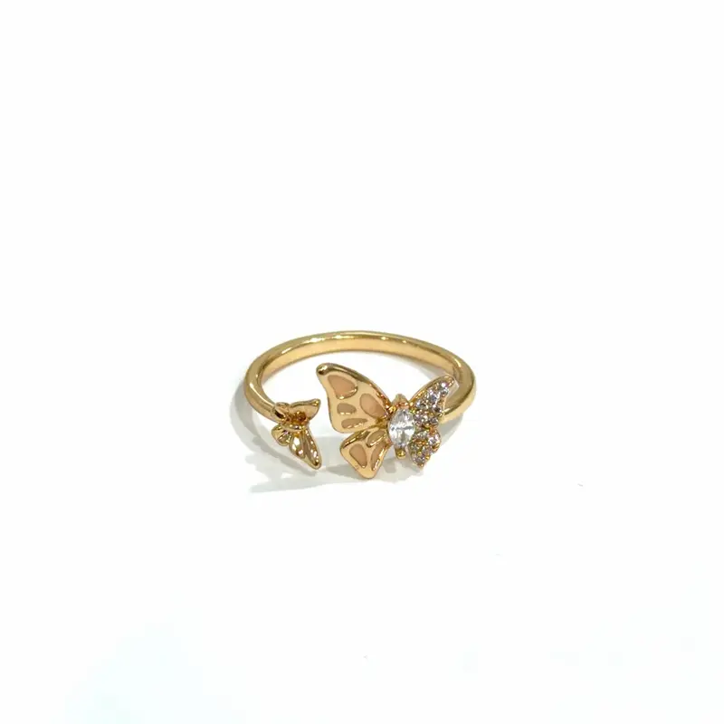 Butterfly ring gold plated 14 k
