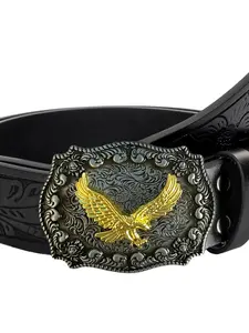 Unisex Western Eagle PU Belt, Animal Pattern Waistband with Buckle, Halloween Costume Accessory, All-Season Street Style