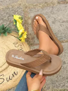 New Vintage Woven Strap Wedge Sandals, Soft Bottom Anti-Slip, Summer Denim Jeans Long Leg Effect, Fashion PU Leather Shoes