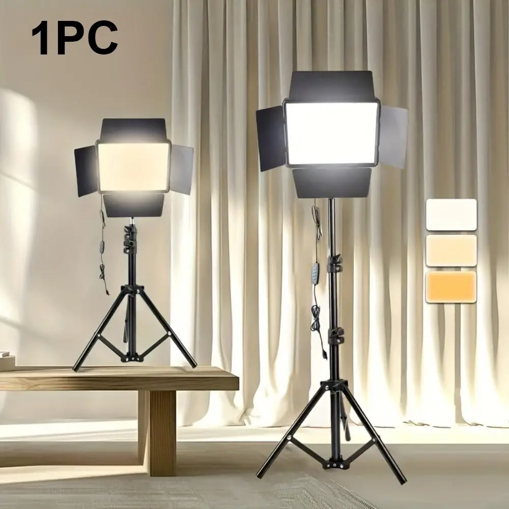 10 Inch Selfie Square Photography Fill Light, 43 Inch Flexible Adjustable Tripod Stand, Three Color LED Light, Studio Video Lighting, Video Recording Makeup Live Streaming Gift, Led Fill Lights