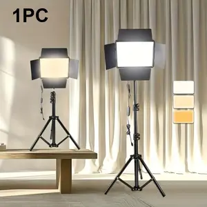 10 Inch Selfie Square Photography Fill Light, 43 Inch Flexible Adjustable Tripod Stand, Three Color LED Light, Studio Video Lighting, Video Recording Makeup Live Streaming Gift