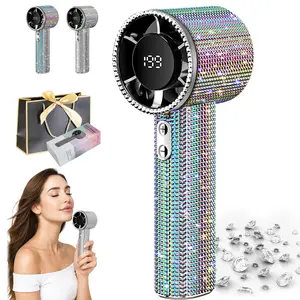 Portable Mini Fan with Battery Display Flashlight, USB Rechargeable Lithium Ion Battery, Lightweight Personal Cooling for Indoor Outdoor Travel, USB Handheld Fan, Multipurpose Handheld Fan, Rechargeable Multifunction Fan, USB Charging Fan