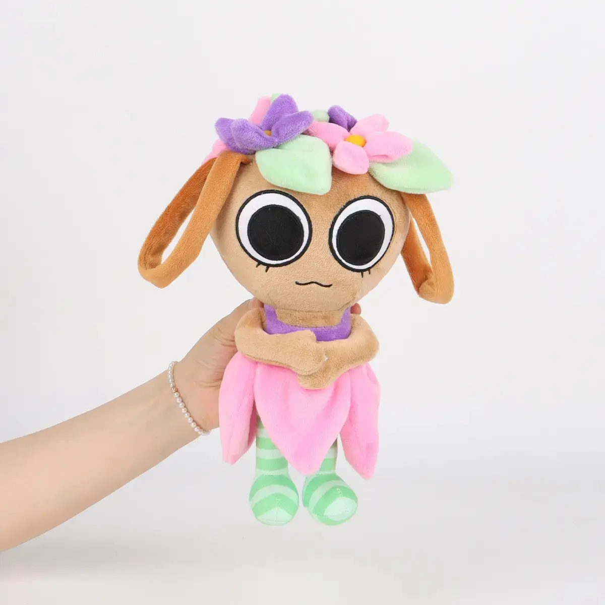 Dandy's World Bassie Super Soft Fluffy Japanese Anime Plush Toy - Floral Band, Pink Dress Anime Doll Charm, Cute Collectibles - Toddler Birthday Giftready Stuffed Animal, Versatile Toddler Toy