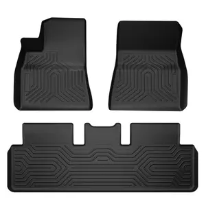 3PCS Car Floor Mats,Compatible with Tesla Model 3 2017-2024,1st & 2nd Row Cargo Liner All Weather Full Cover Protection, Black TPE Car Floor Liners Accessories Easy To Clean Rubber