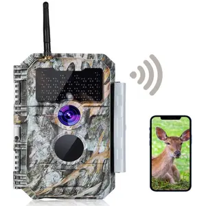BLAZEVIDEO W600 Grey 48MP 1296P WiFi Trail & Game Camera with 0.1s Trigger Speed No Glow Night Vision Motion Activated IP66 Waterproof Wireless Hunting Cam with App for Wildlife Hunting, Yard Security