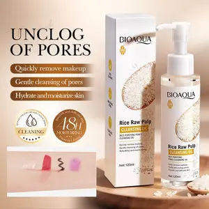 120ml  Rice Puriying Pores Cleansing Oil, Deep Cleansing Formula for Oily Skin, Gentle, Effective & Moisturizing Makeup Remover Cleanser, Suitable for Daily Use