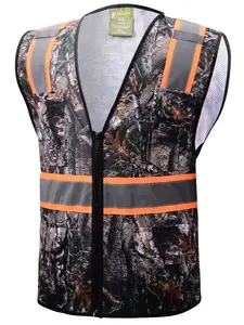 Camouflage Tree Two Tones Safety Vest with Multi-Pocket Tool 803 High-Visibility Two-Tone Camo for Construction & Outdoor Projects