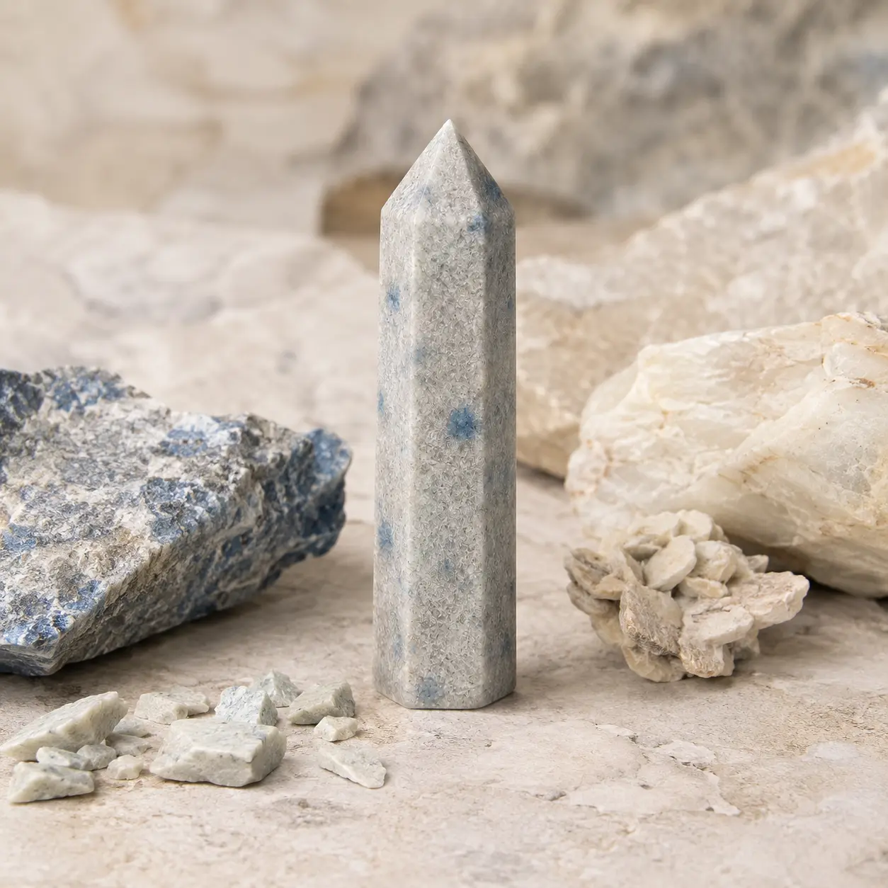 Stargate Premium K2 Jasper Crystal Tower - Rare Azurite in Granite Energy Point (1 Pc, Approx. 7-9cm)
