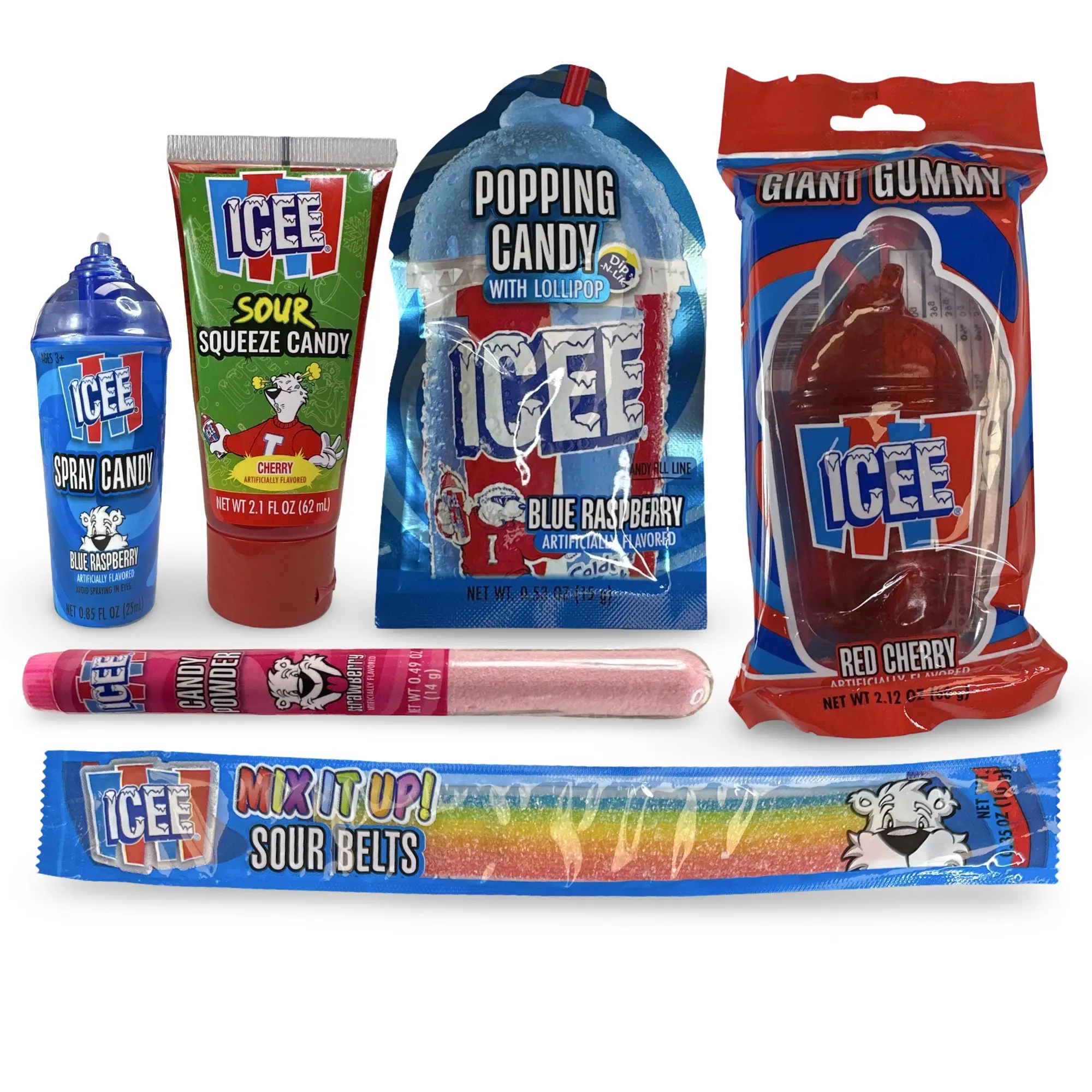 Icee Candy Ultimate 6 Full Size Sweet and Sour Candies